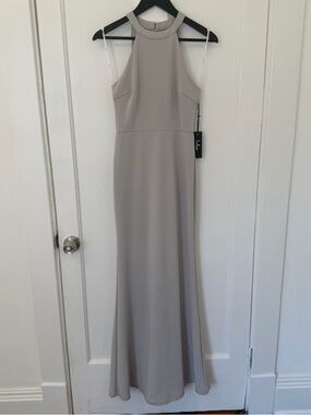 Lulus Joella Light Grey Lace Halter Dress, Size S